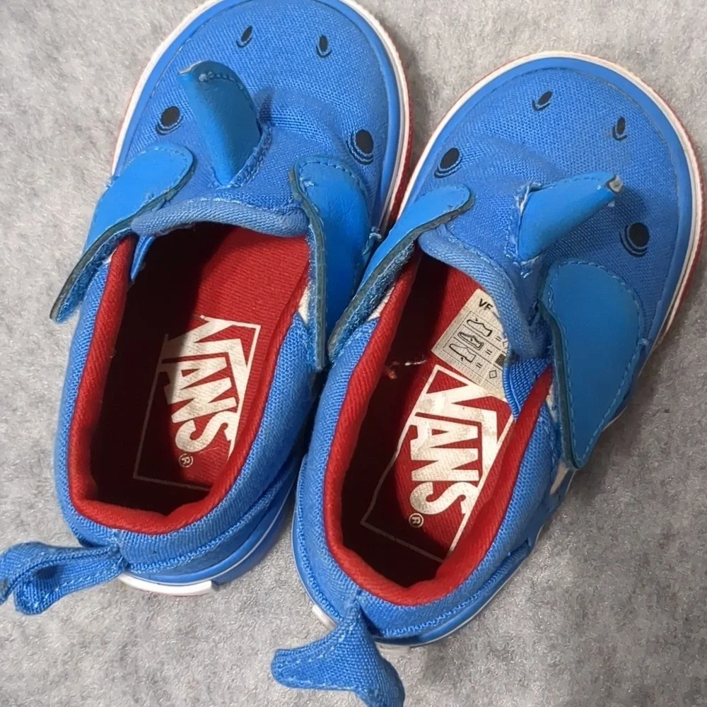 Vans kids blue shark design  size 4.5 toddler